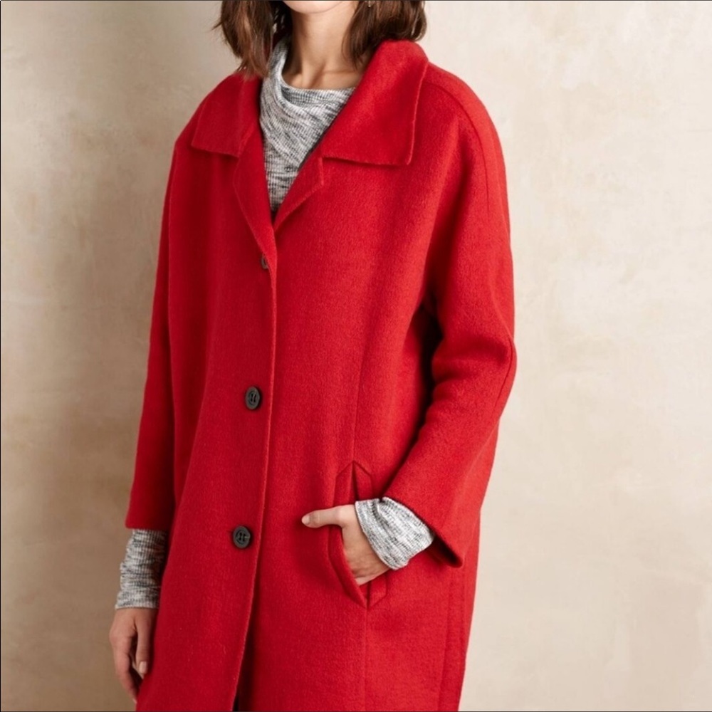 Anthro Elevenses Brienne Wool Blend Cocoon Coat L